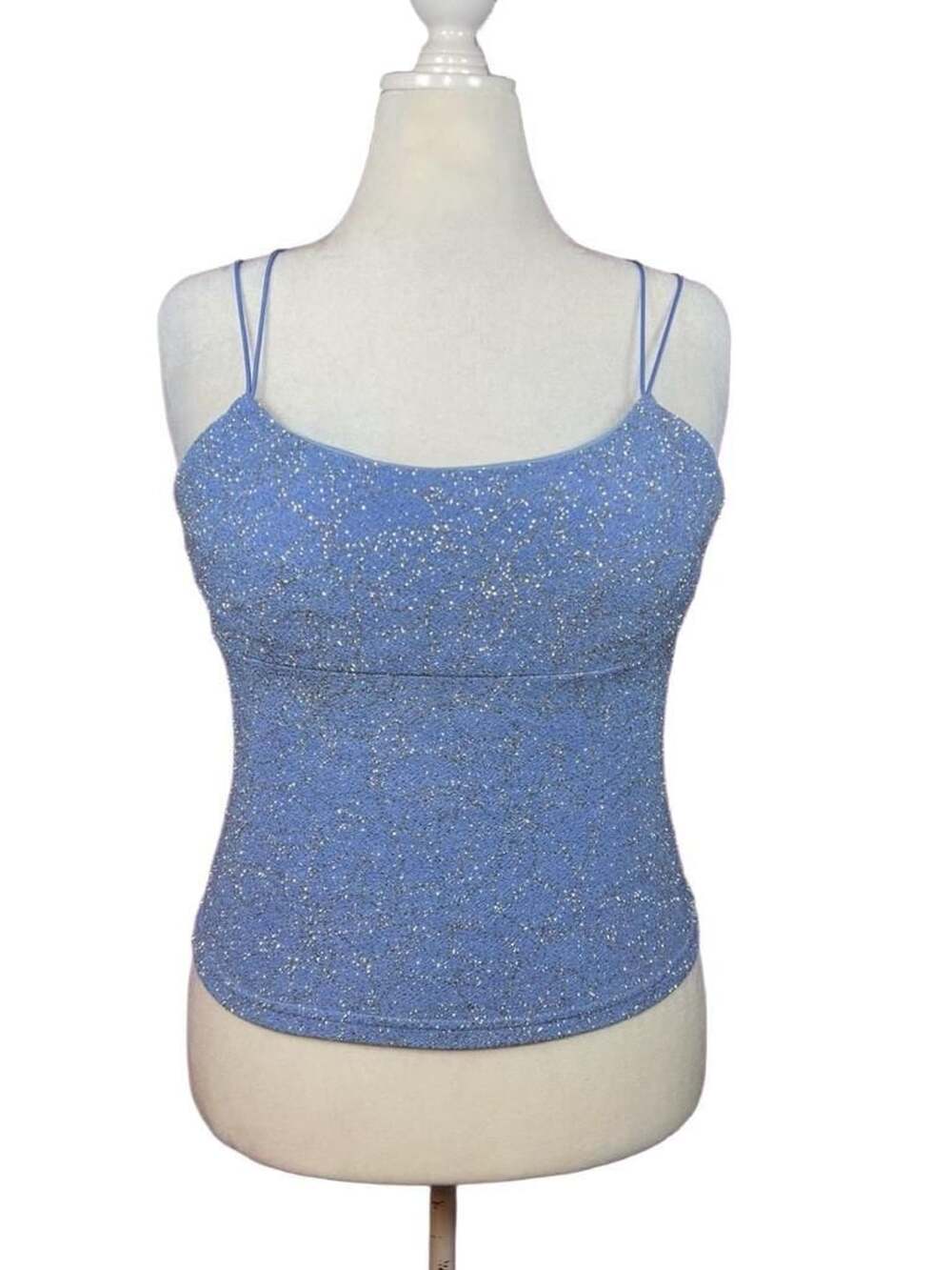 Fashion Bug Sparkle Cami Size 12 Blue Glitter Tank Top